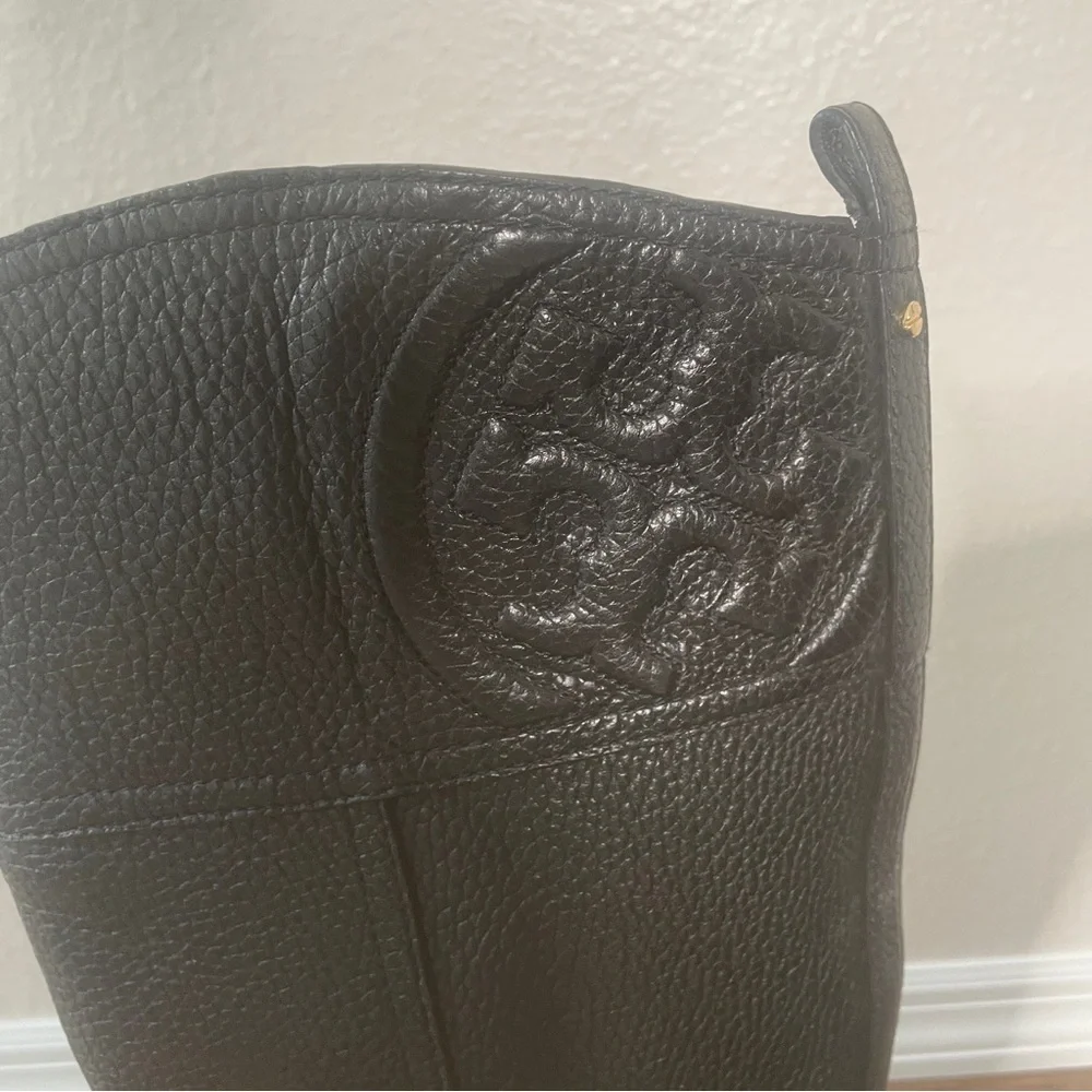 Tory Burch Black Leather Riding Boots knee high boots